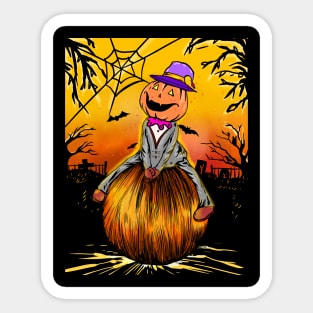 halloween man in pumpkin Sticker